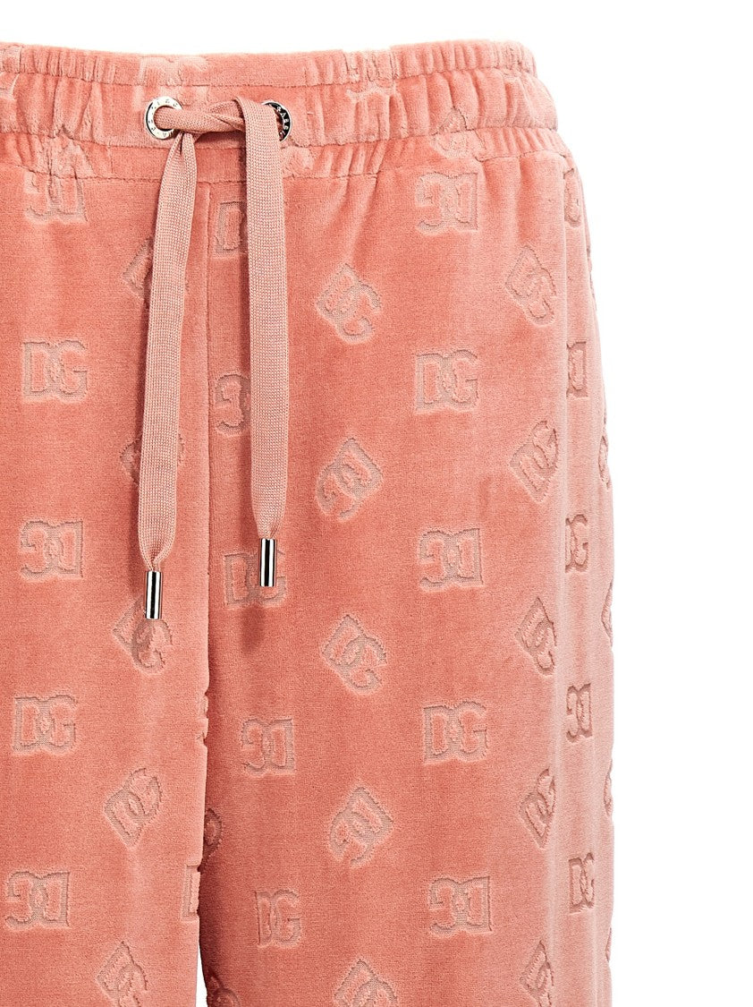 Dolce & Gabbana Chenille Joggers With All-Over Dg Logo Jacquard