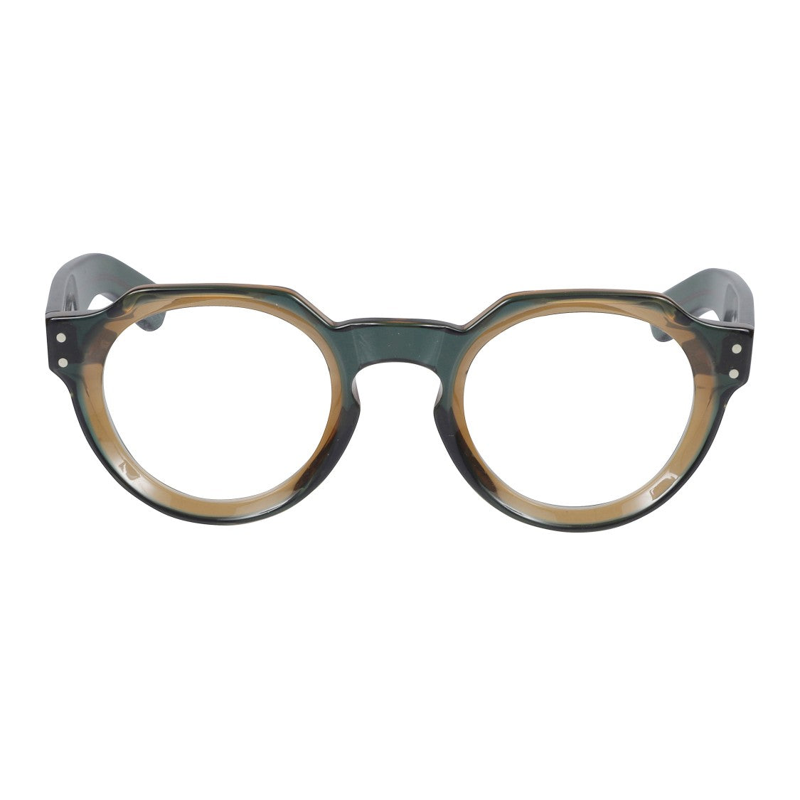 Kador Spike Round Frame Sunglasses With Translucent Green