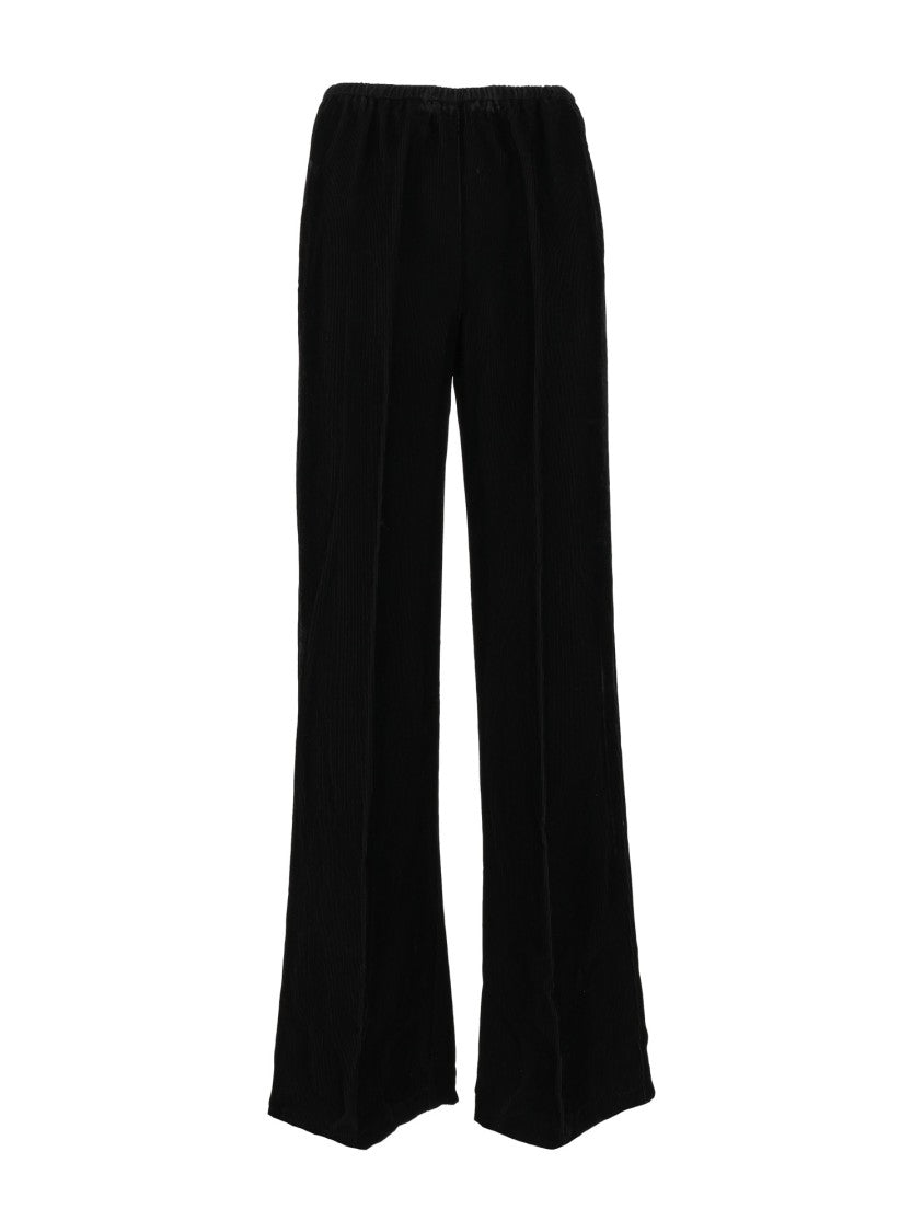 Forte Forte Fluid Velvet Trousers With Elastic Waistband And Two-Thousand Stripe Texture