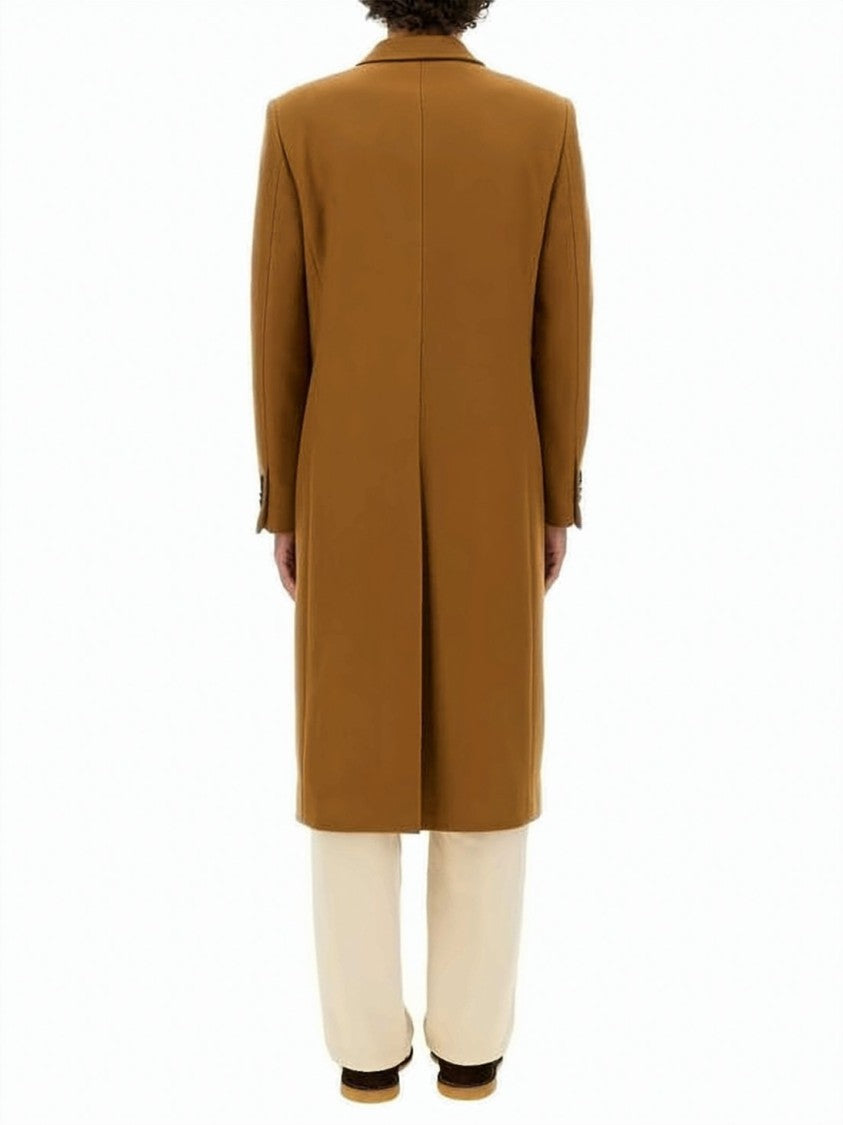 Lardini Double-Breasted Long Coat With Structured Silhouette And Wide Lapels