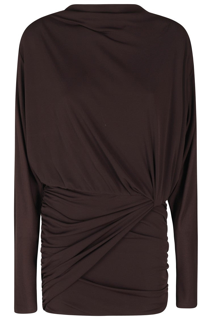 The Andamane Wisteria Mini Dress - Brown