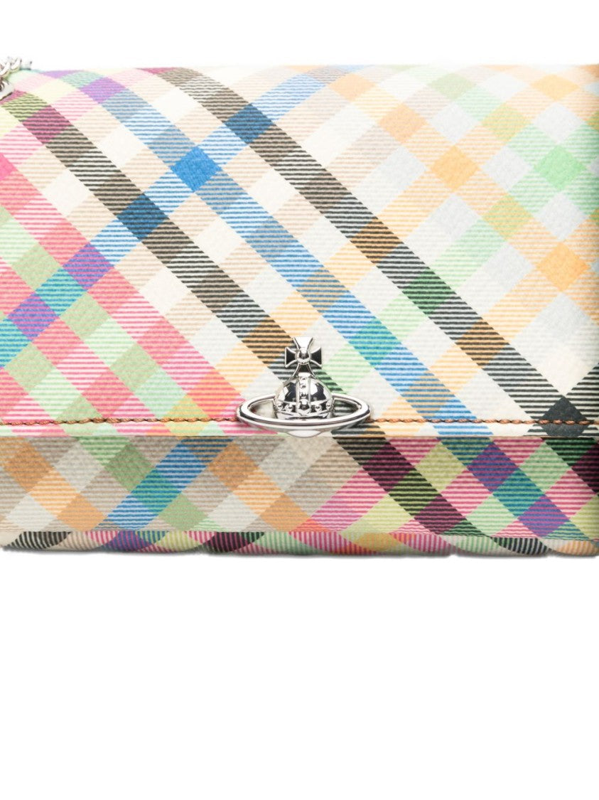 Vivienne Westwood Rectangular Cream Plaid Shoulder Bag