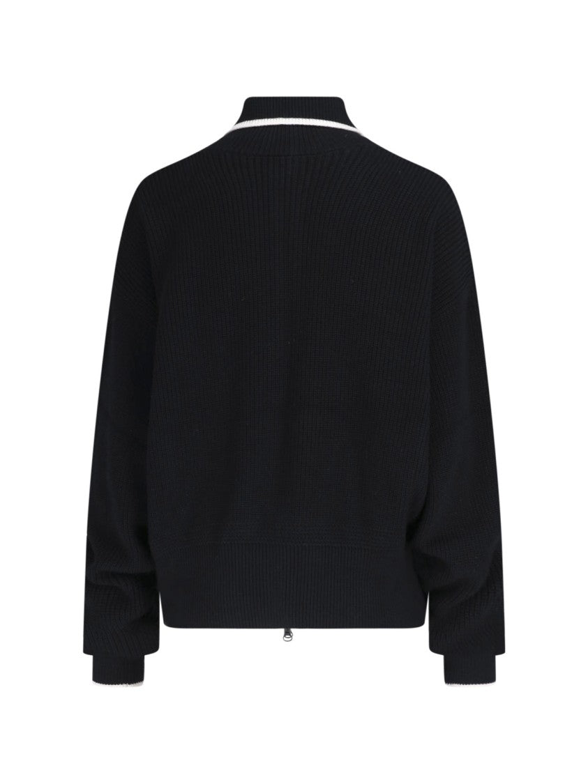 Adidas Black Firebird Striped Wool-Blend Cardigan