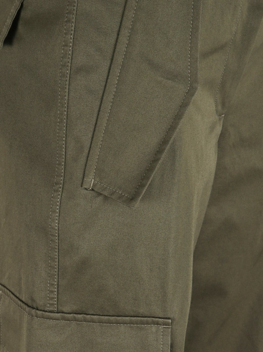 Burberry Marrow Green Trousers With Check Trim