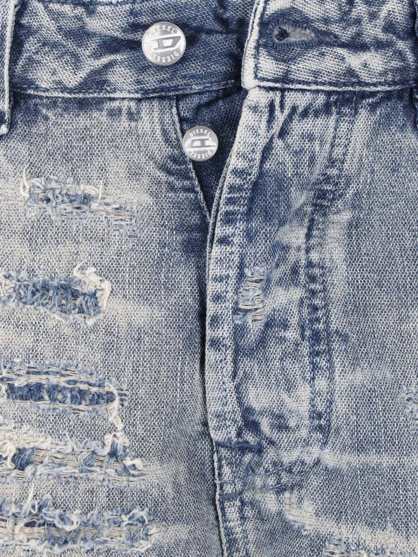 Diesel Light Wash Distressed Straight-Leg Jeans