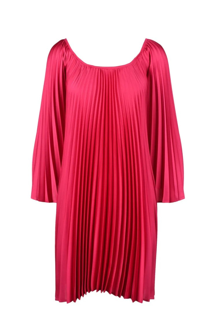 Simona Corsellini Fuchsia Pleated Dress With Flowing Silhouette