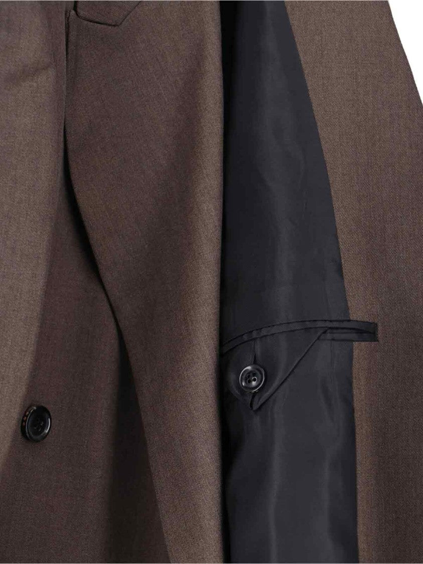 Tonywack Double-Breasted Brown Blazer With Wide Lapels
