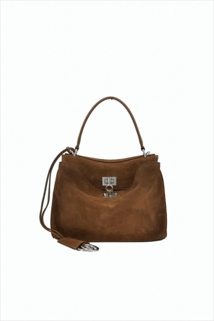 Balenciaga Medium Suede Crossbody Bag With Lambskin Lining