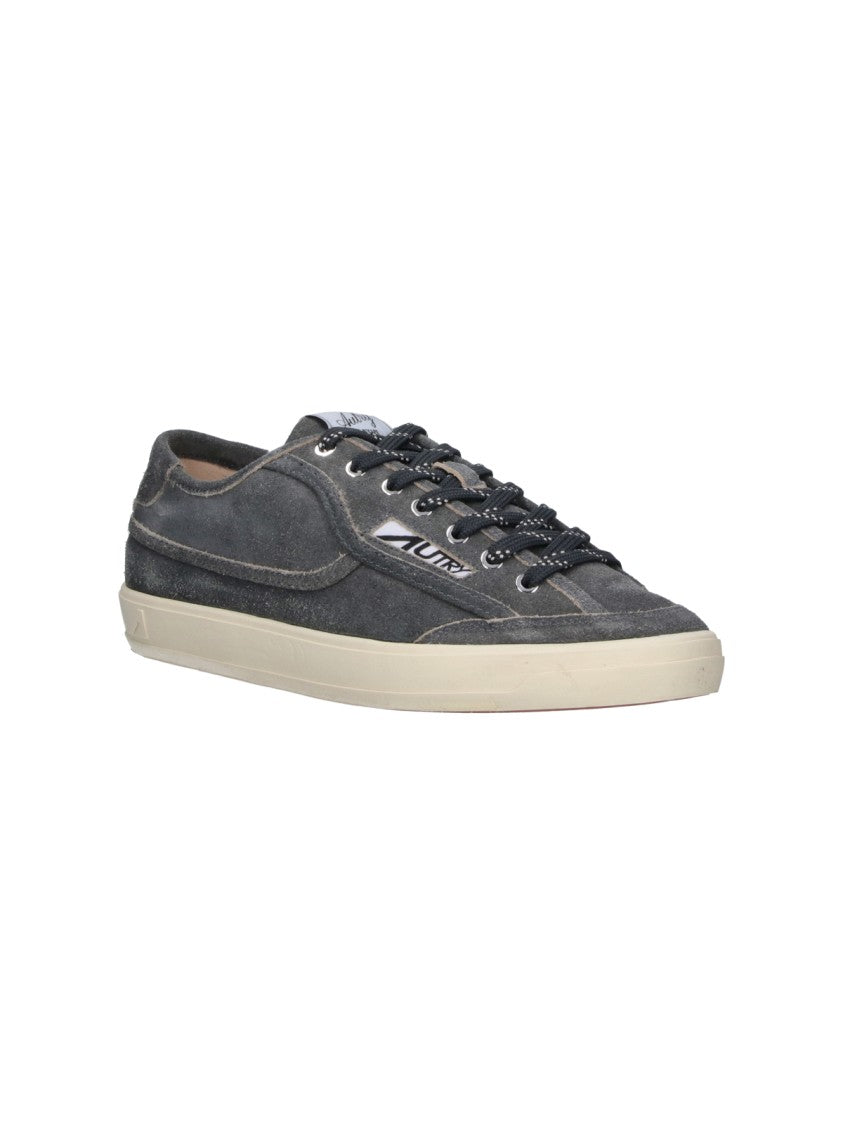 Autry Grey Windscape Suede Low-Top Vintage Sneakers