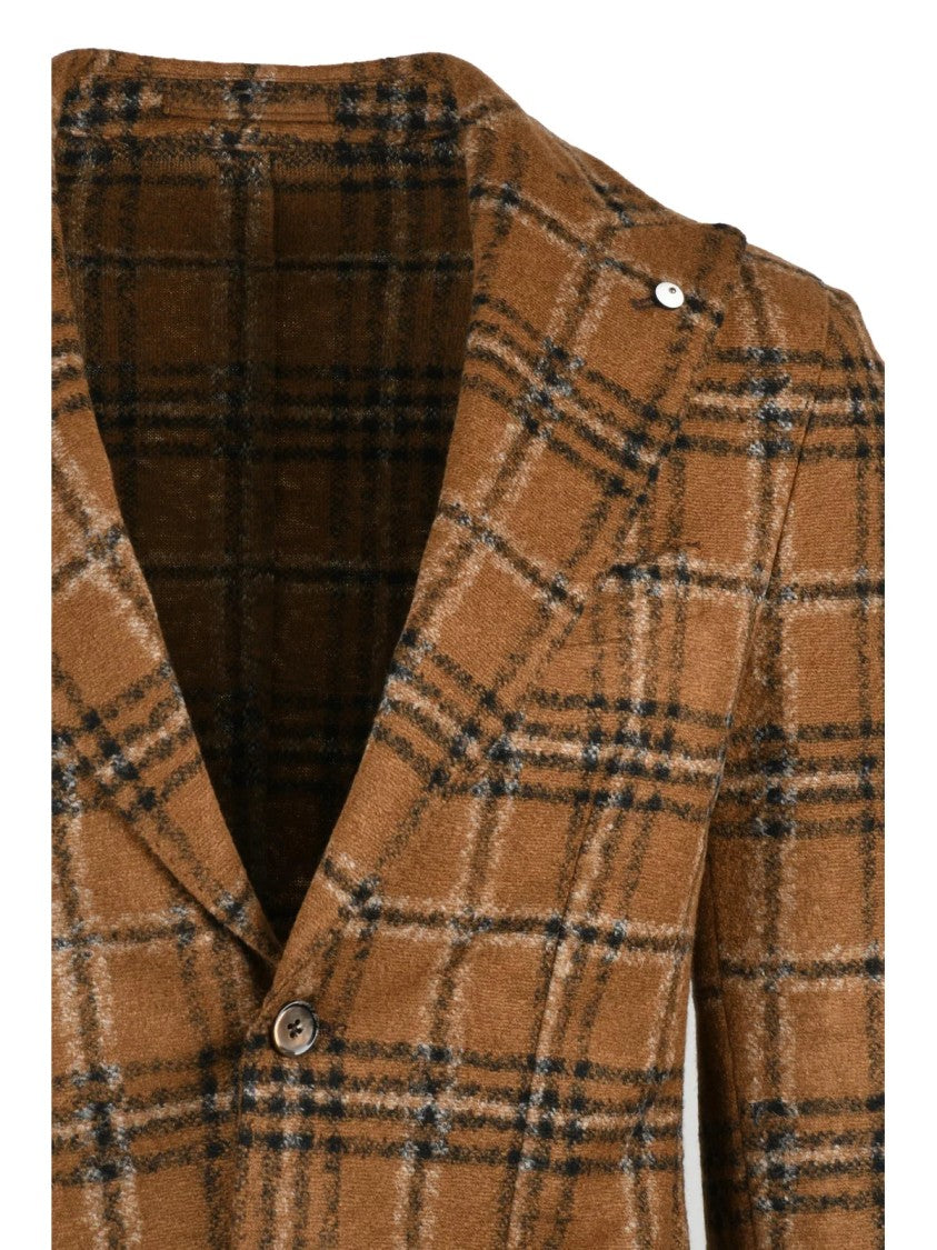 L.B.M. 1911 Round Jacket With Classic Plaid Pattern And Button Closure