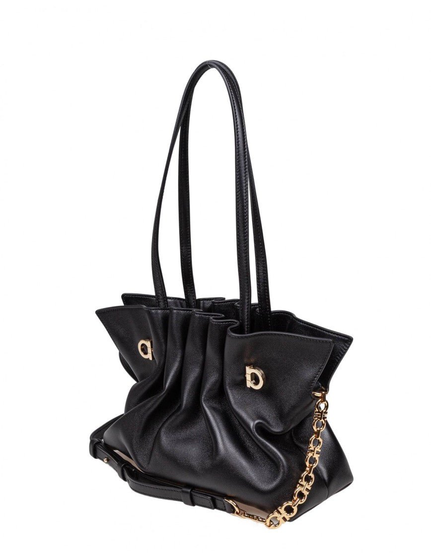 Salvatore Ferragamo Soft Nappa Shoulder Bag With Ruffled Silhouette