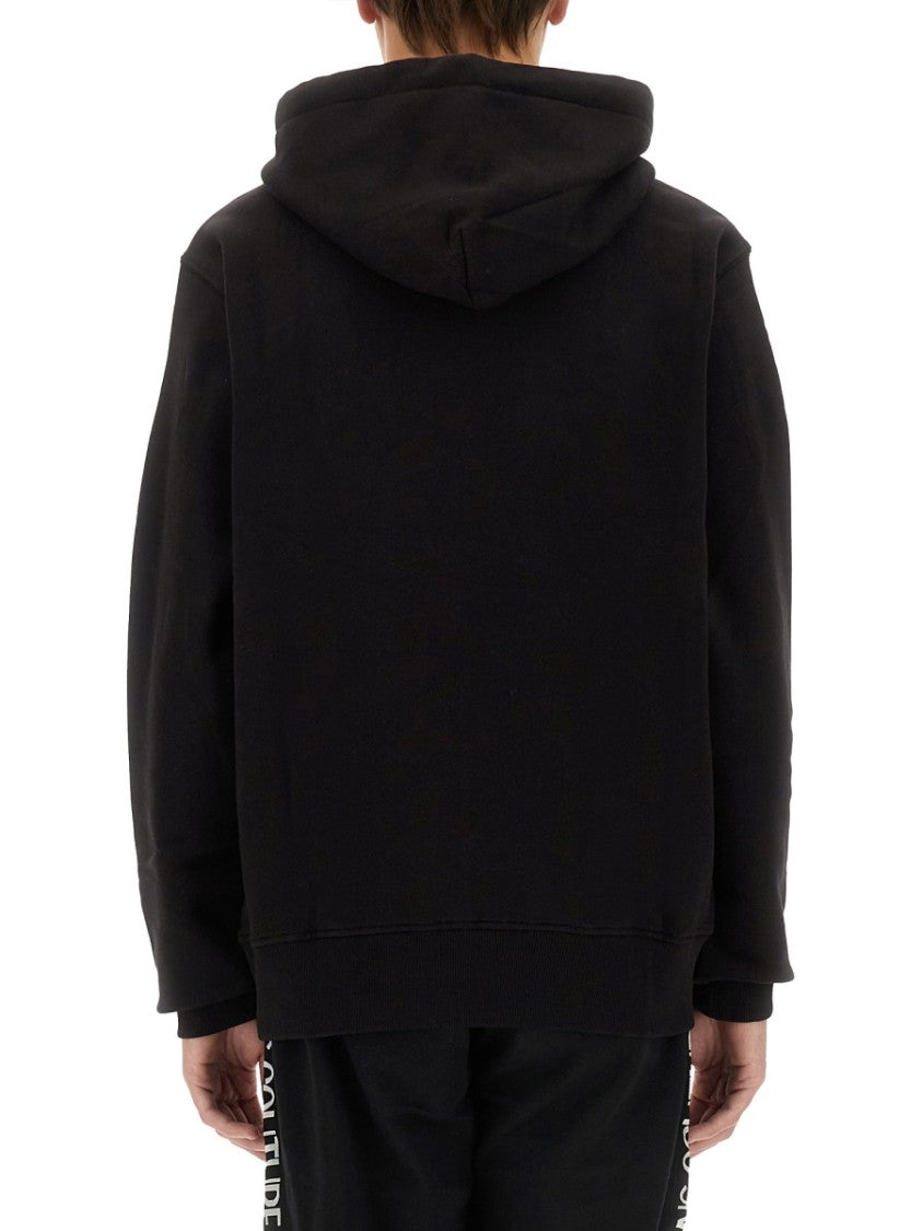 Versace Jeans Couture Black Regular Fit Sweatshirt With Bold Logo Print