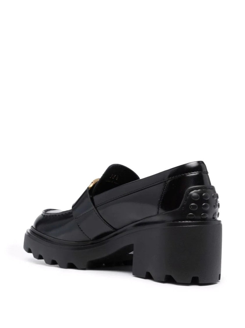 Tod's Black Mid Heel Loafers