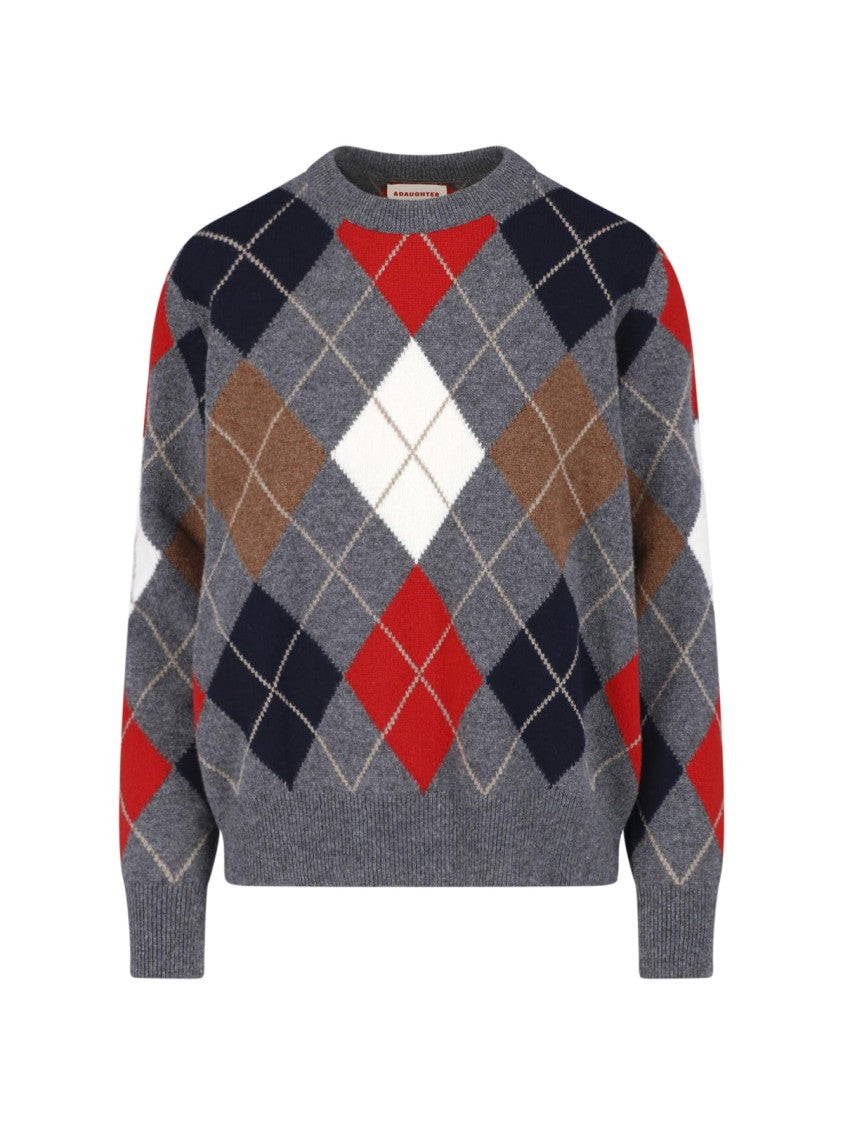 &Daughter Multicolor Argyle Pattern Crew Neck Sweater By &Daughter