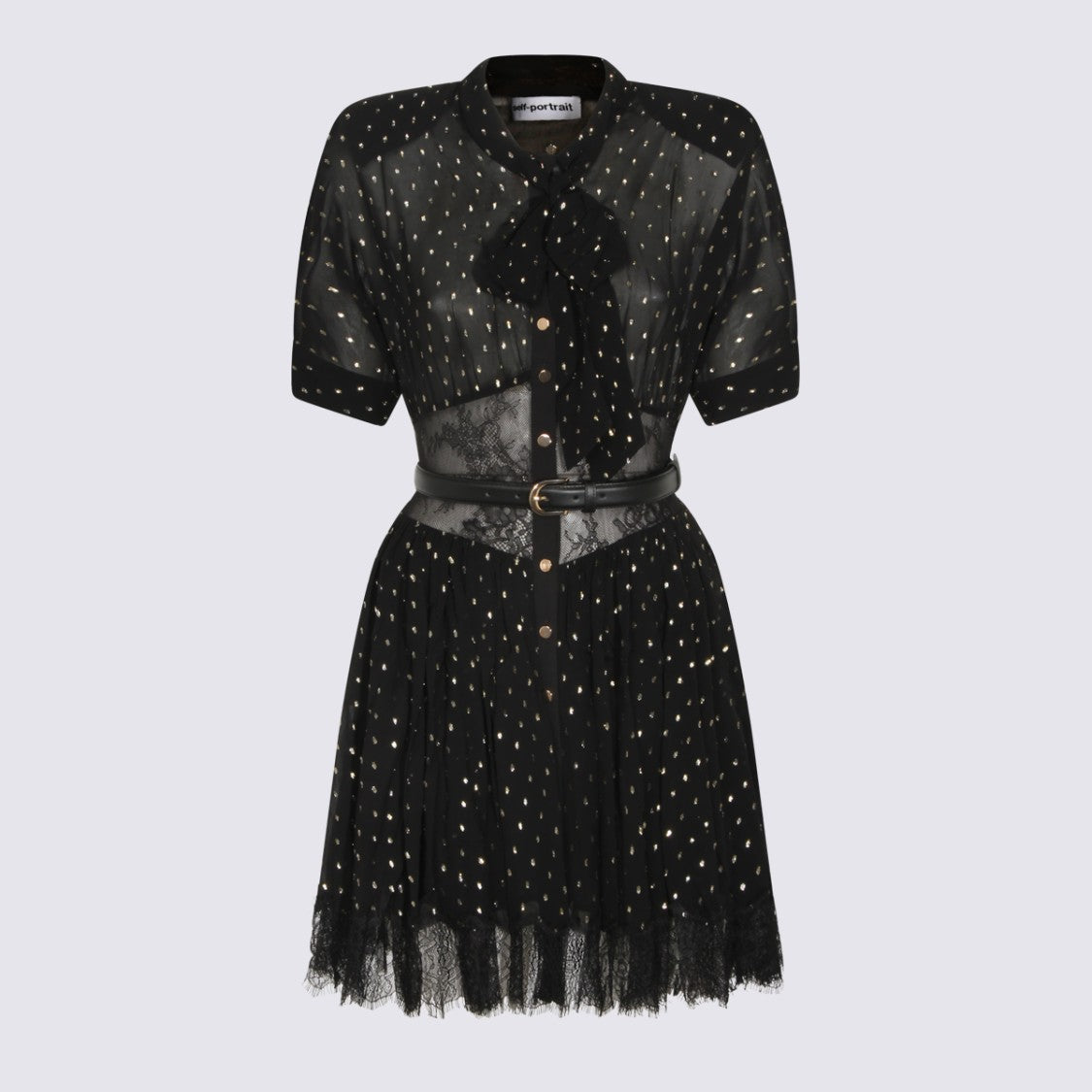 Self-Portrait Sheer Black Viscose Mini Dress
