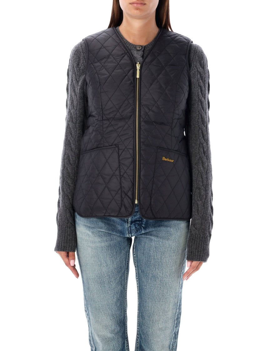 Barbour Reversible Quilted Nylon Cable-Knit Sleeve Jacket
