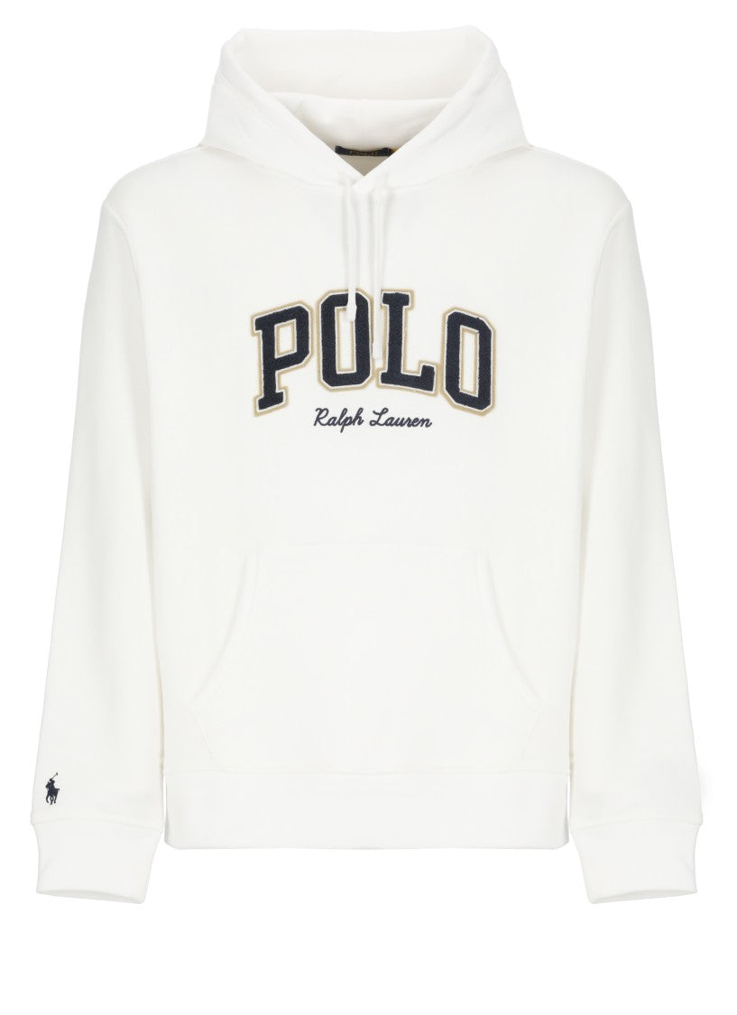 Polo Ralph Lauren White Cotton Hoodie With Contrasting Logo