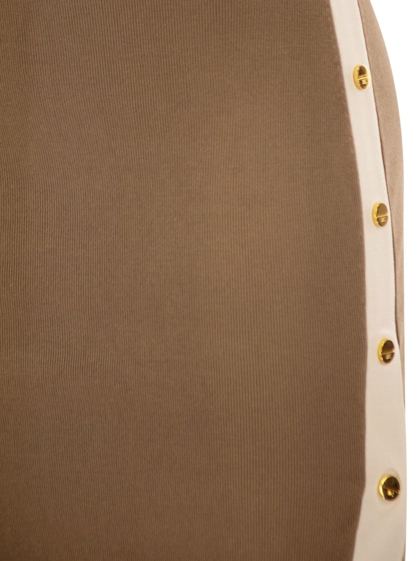 Elisabetta Franchi Fitted Midi Dress With Shiny Viscose Bands