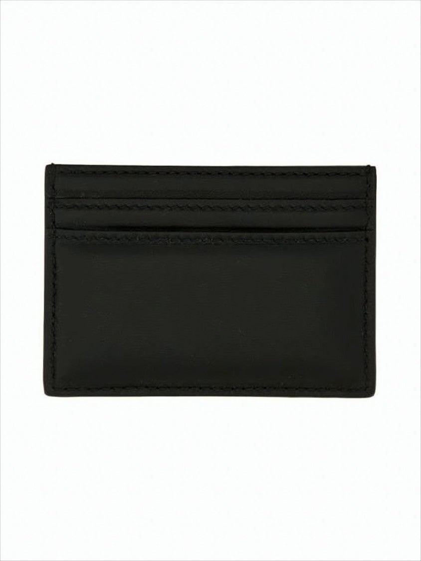 Alexander Mcqueen Smooth Lambskin Card Wallet With Gold-Tone Plaque