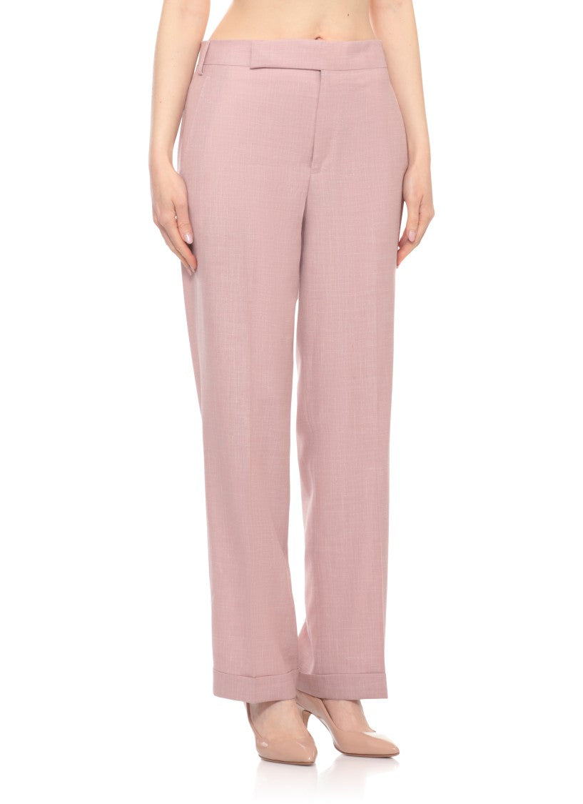 Lardini Pink Wool-Silk-Linen Blend Formal Pants