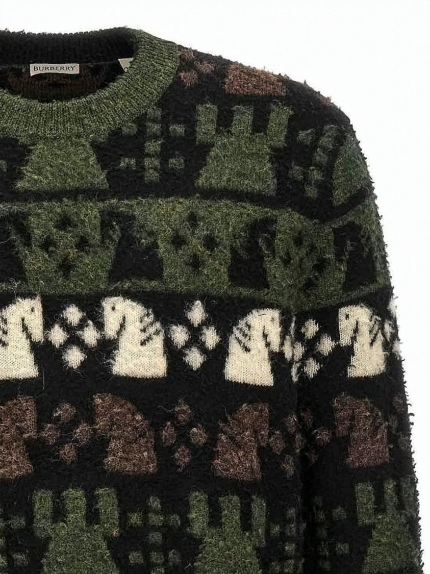 Burberry Patterned Knit Sweater With Vintage Chess Design