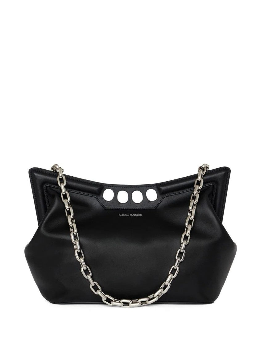 Alexander Mcqueen Structured Black Leather Bag With Refined Finish