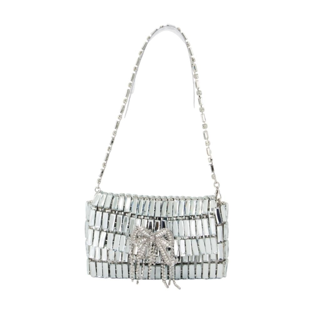 Self-Portrait Crystal Bow Mini Shoulder Bag - Metal - Silver