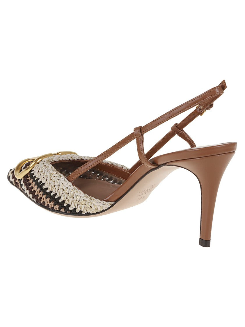 Valentino Garavani Crochet-Embroidered Slingback Pumps