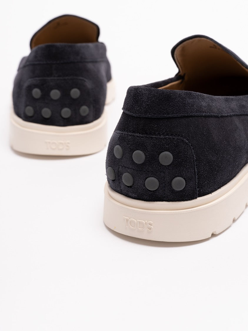 Tod's Black Calf Leather Loafers With Rubber Sole