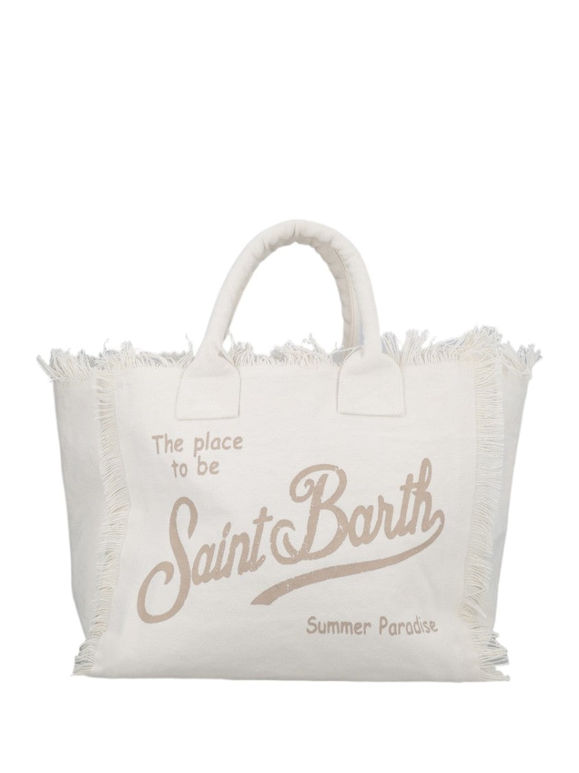 Mc2 Saint Barth White Fringed Tote Bag