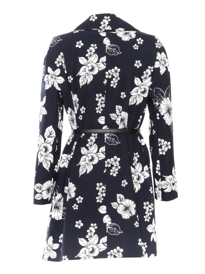 Max Mara Floral-Print Fitted Overcoat With Classic Lapel