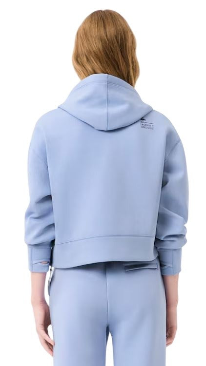Lacoste Cropped Double-Faced Cotton Lacoste Hoodie