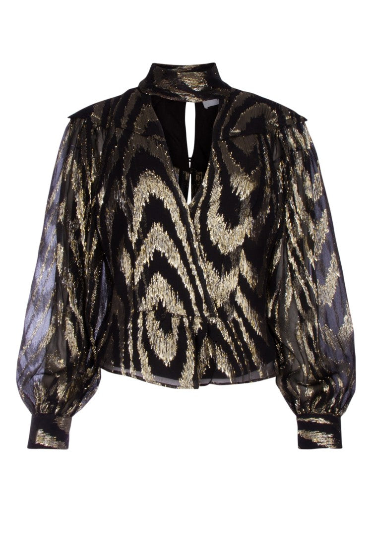 Iro Cropped Blouse With Voluminous Puff Sleeves
