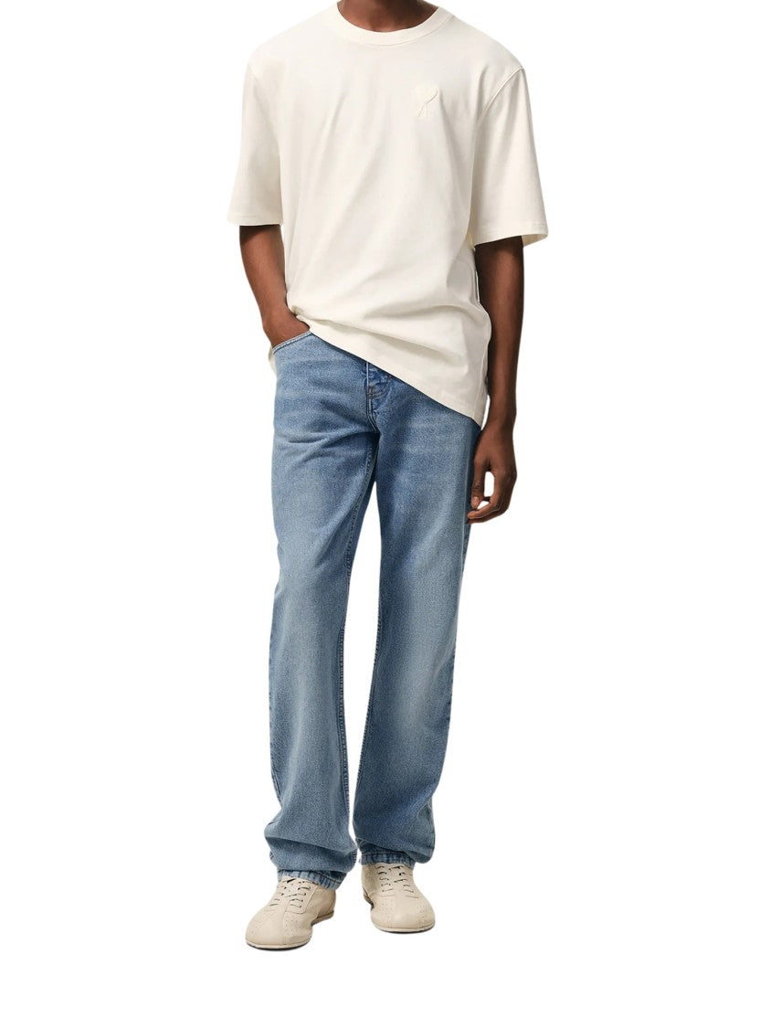Ami Paris Light Blue Denim Straight-Leg Jeans