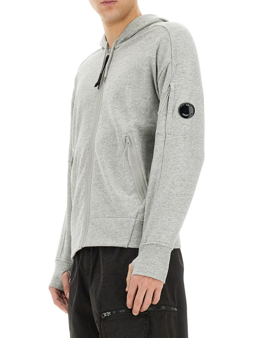 C.P. Company Regular Fit Grey Zip Sweatshirt With Hood