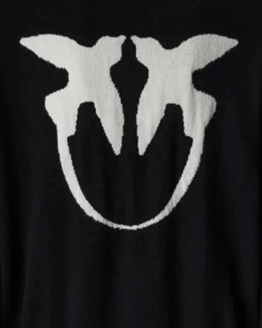 Pinko Sweater With Maxi Love Birds Logo – Black