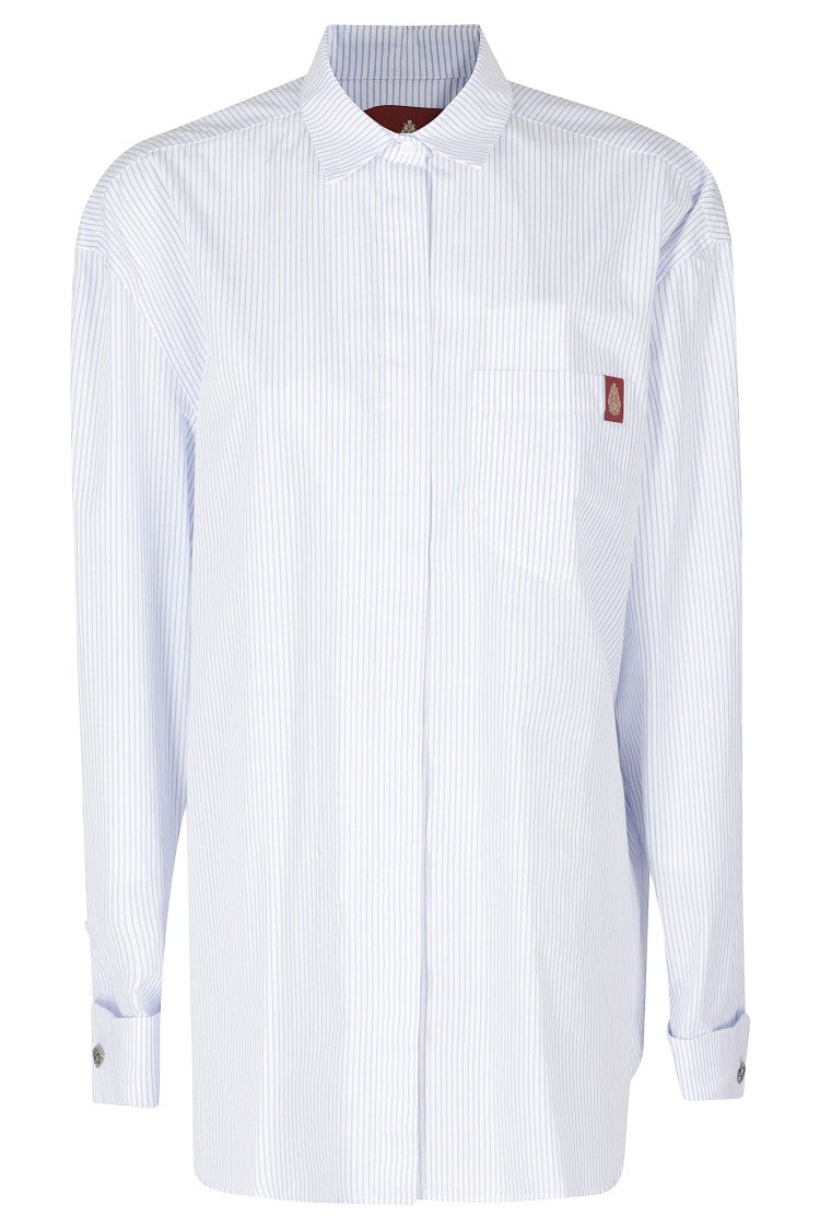 Dondup Striped Concealed Placket Oversized Cotton Shirt