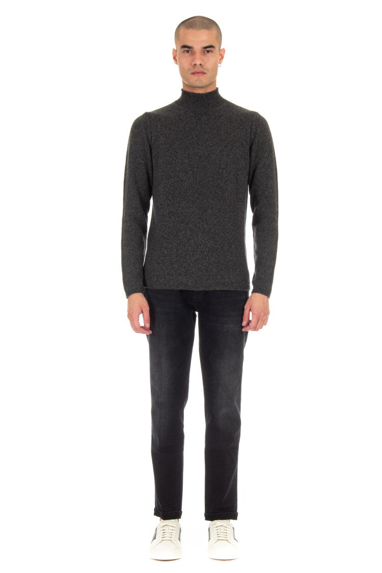 Roberto Collina Camel Wool Mock Neck Sweater