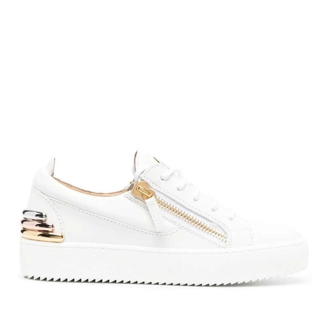 Giuseppe Zanotti Black Side Zippers Metallic Accents Leather Sneakers