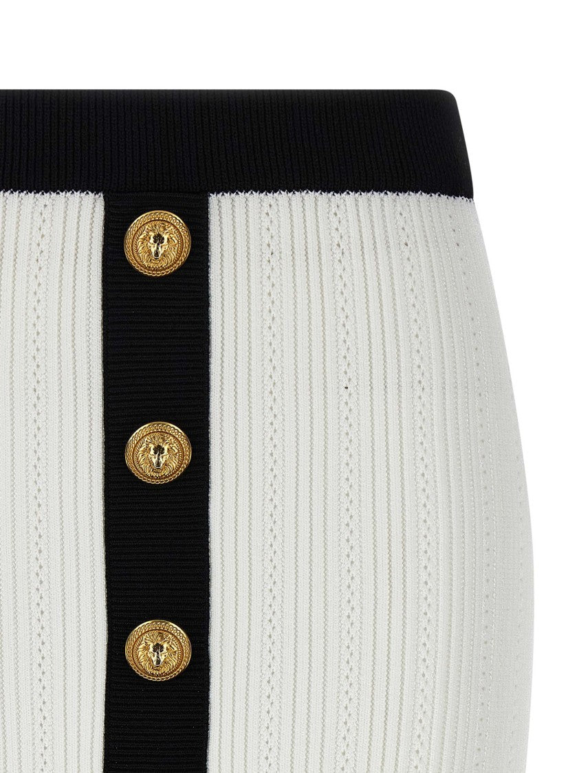 Balmain Two-Tone Stretch Viscose Crochet Miniskirt