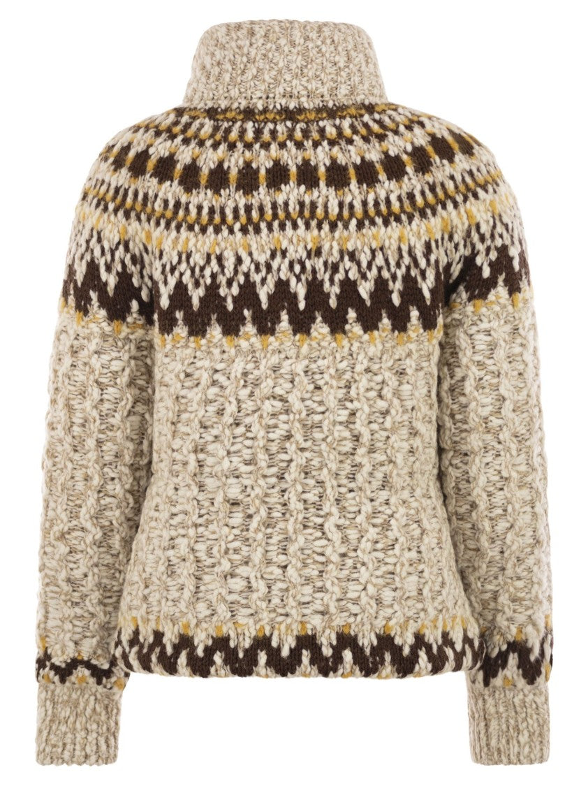 Moncler Grenoble Girose Cardigan With Zip In Wool Blend