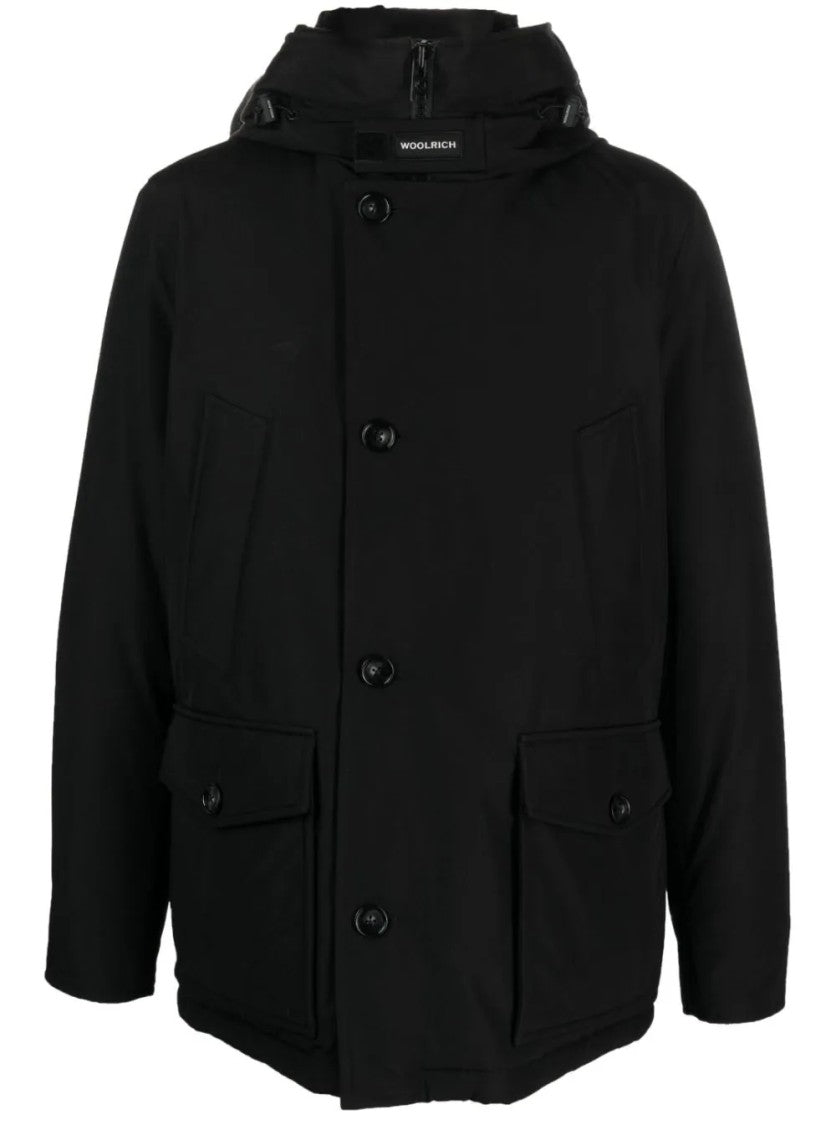 Woolrich Padded Anorak With High Collar And Flap Pockets