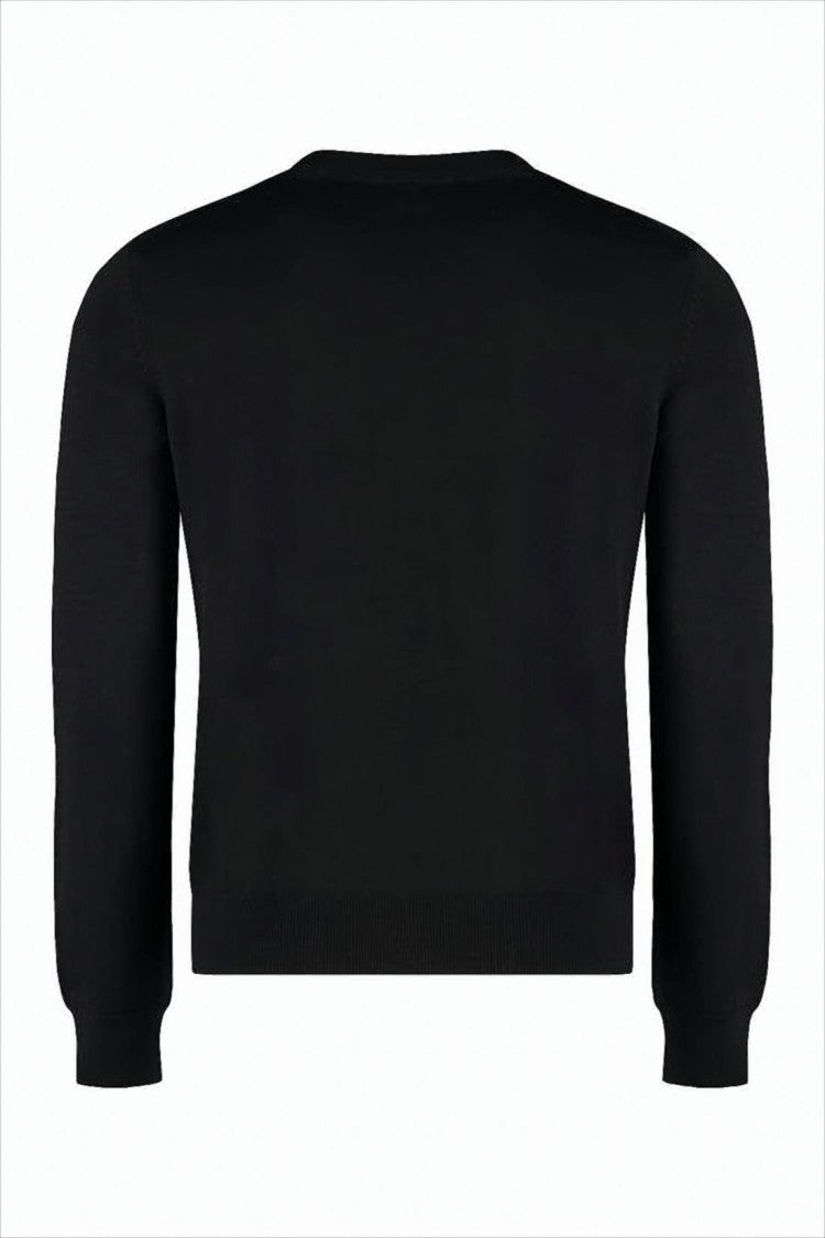 Maison Kitsuné Long-Sleeve Wool Sweater With Embroidered Fox Emblem