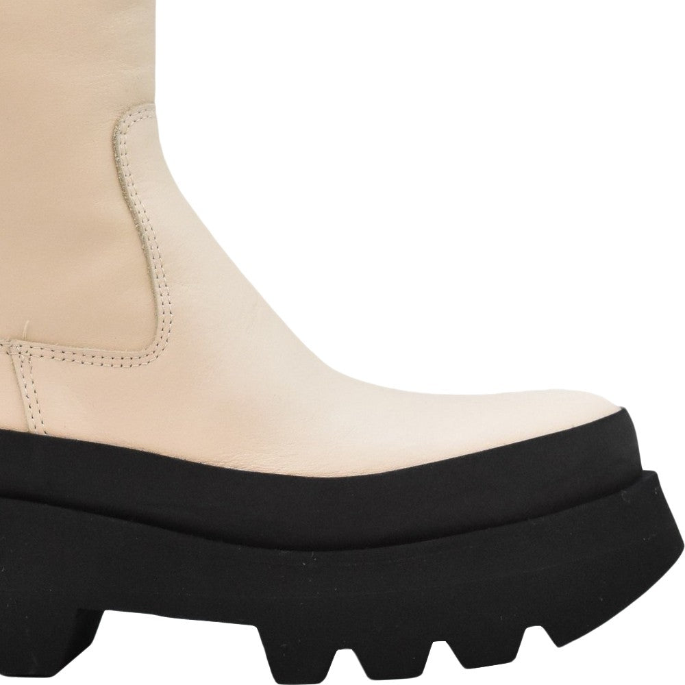 Paloma Barceló Ivory Platform Ankle Boots With Contrasting Sole