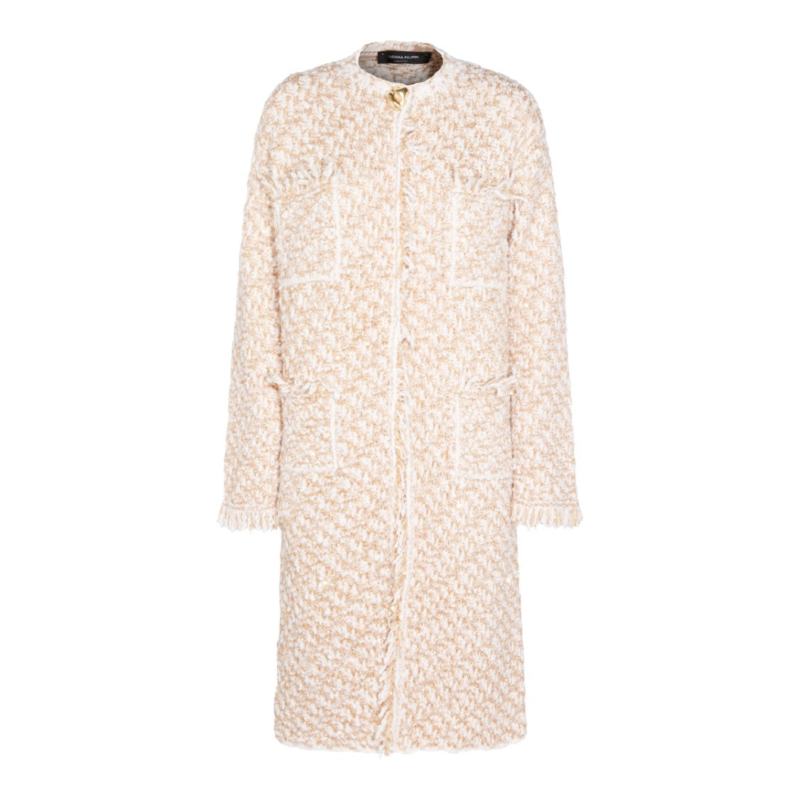 Fabiana Filippi Textured Longline Coat With Round Collar