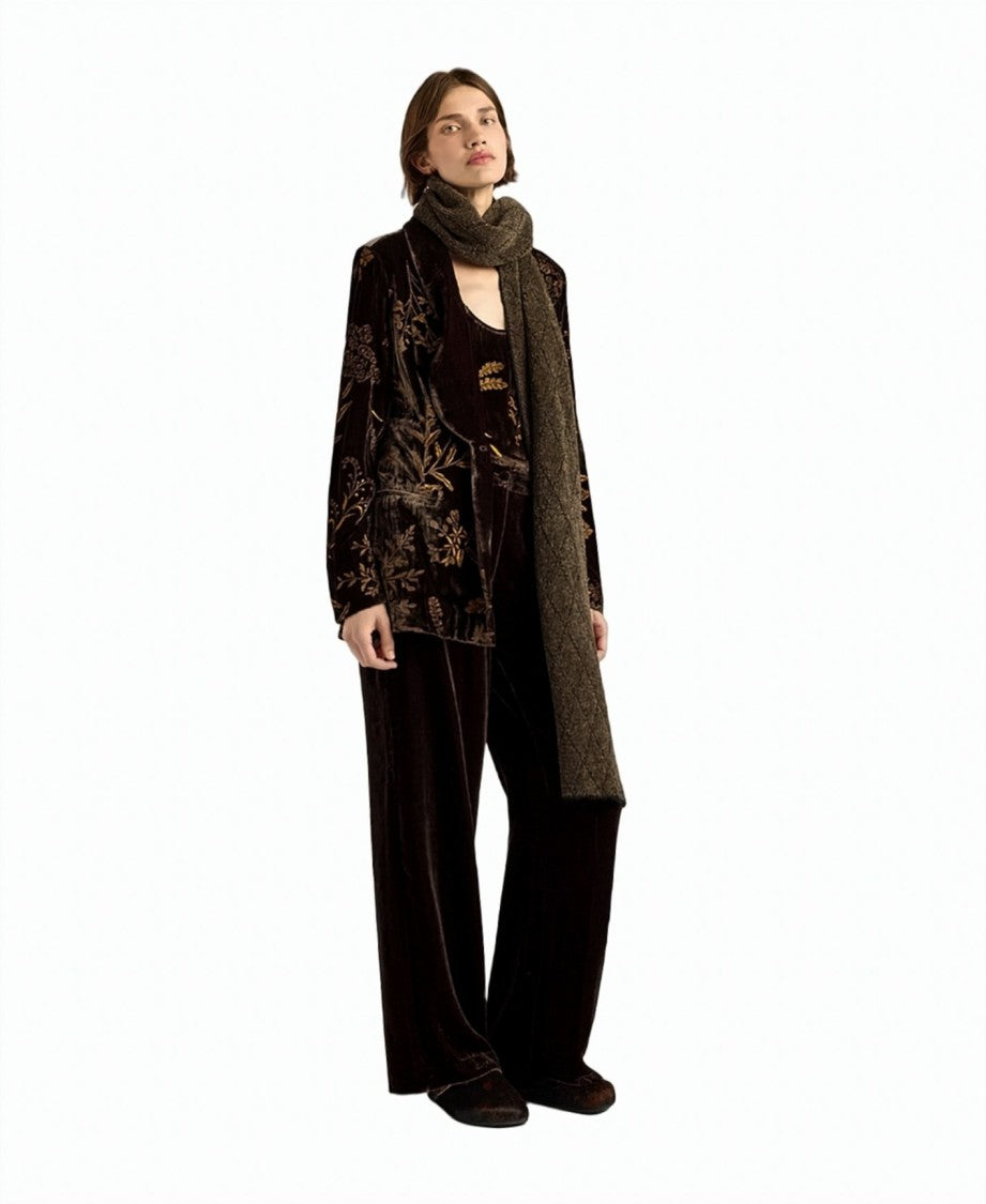 Momonì Dahlia Embroidered Lurex Viscose-Silk Velvet Tuxedo Blazer