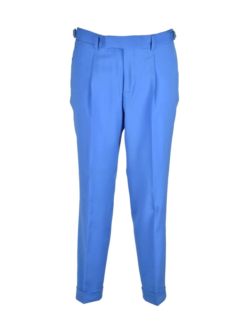 Paoloni Virgin Wool Tailored Trousers - Light Blue