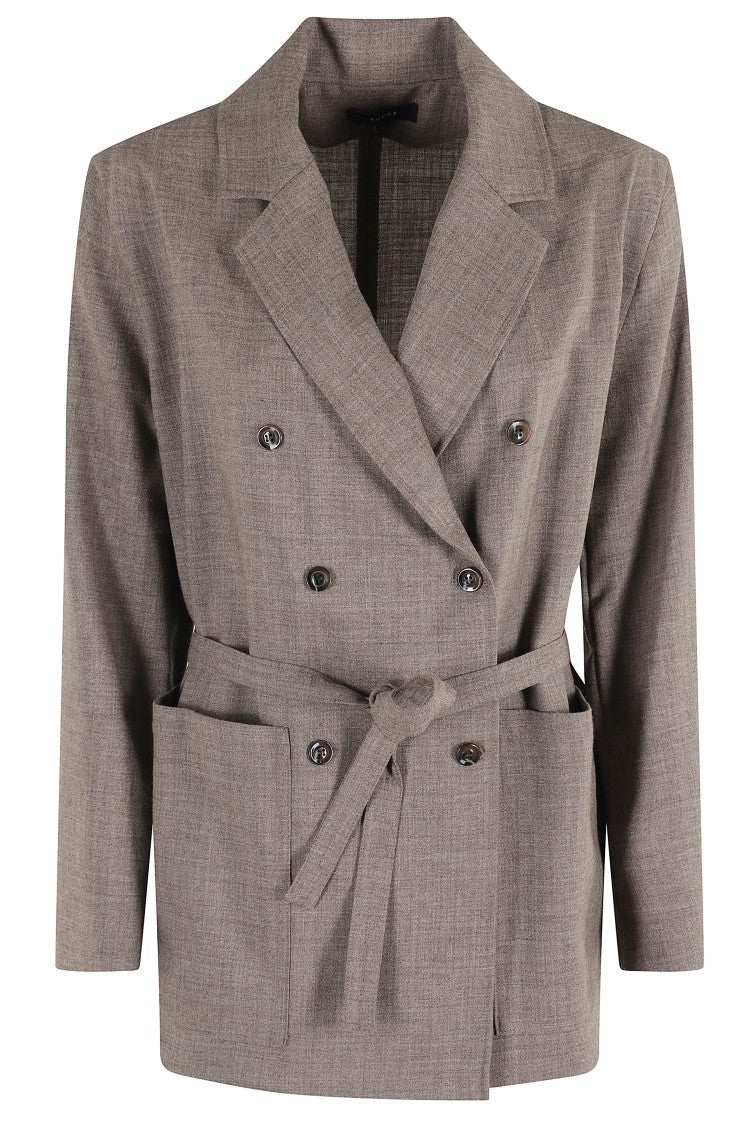 Soeur Double-Breasted Ecru Wool Jacket