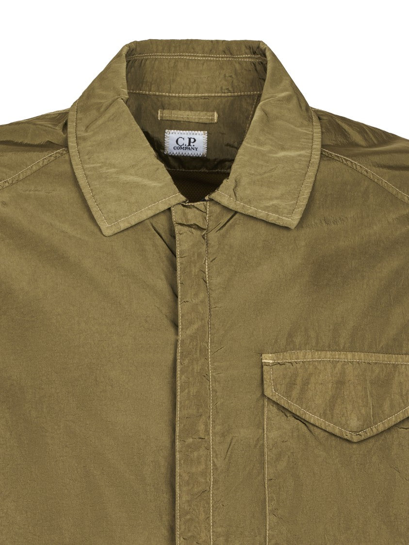 C.P. Company Lightweight Ivy Green Overshirt Jacket With Classic Collar
