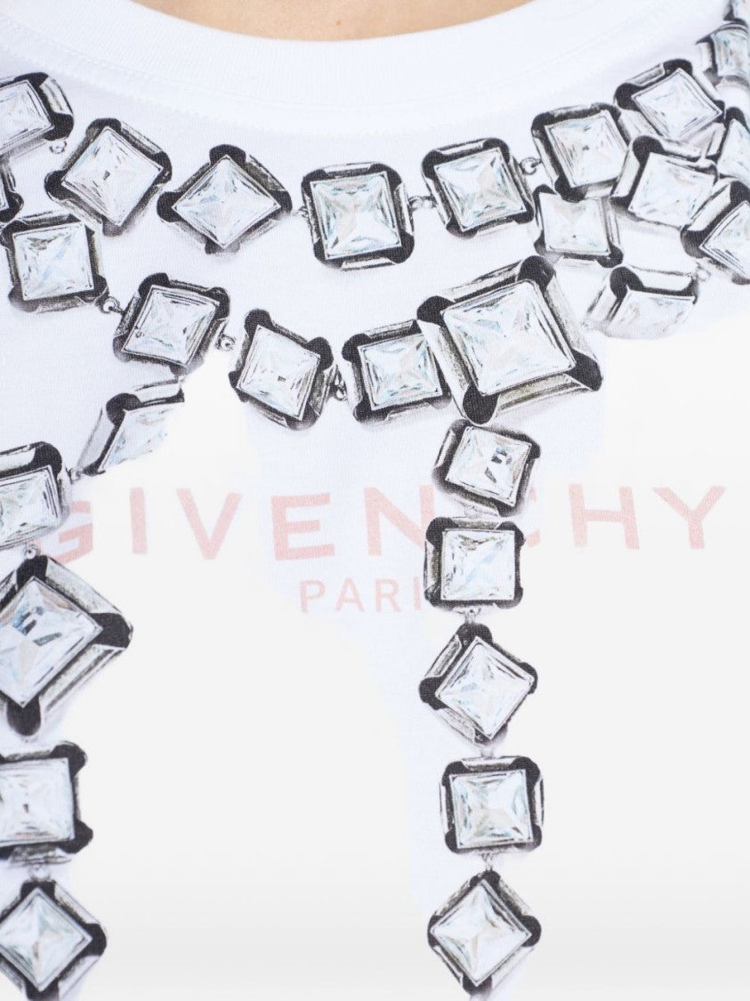 Givenchy White Silk And Nylon Crew Neck Top